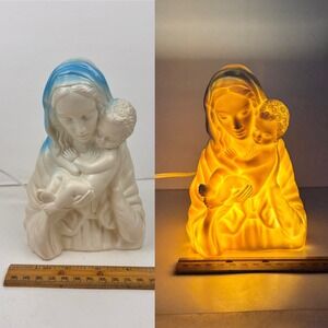 Rare Vtg Plastic Underwriters Laboratories Inc Tabletop Lamp Mary Baby Jesus